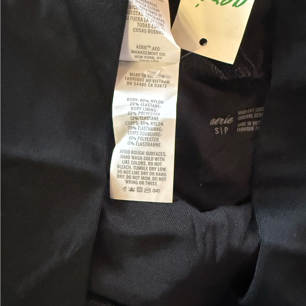 NWT Aerie Black High Cut Cheeky Bikini Bottom Size S - Picture 9 of 9